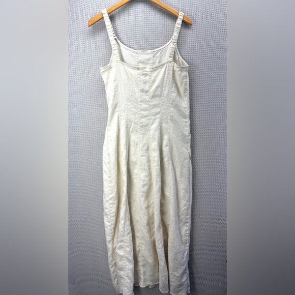 J. Jill 100% Linen Cream Maxi Dress Size 12- Lined Summer Wedding Sleeveless - Picture 5 of 8